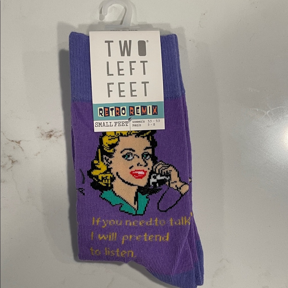 Two Left Feet Retro Remix Purple Socks NWT